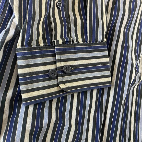Wayne Gretzky Button Down Dress Shirt Men Size XL Blue Striped Collared Cotton - Picture 8 of 12